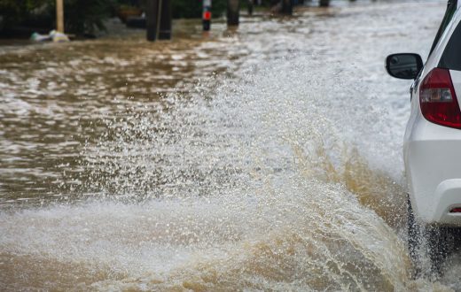 Flooded street in Hollywood Florida