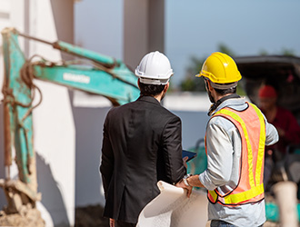construction worker engineer working together